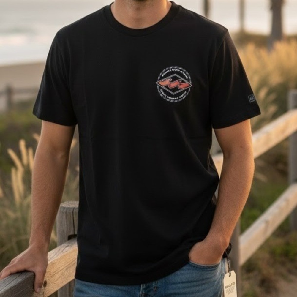 Billabong Mens Medium Black Regular Fit Cotton‎ Graphic Surf T Shirt